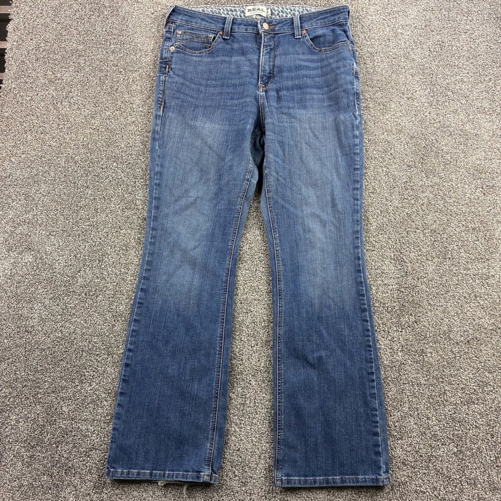 Ariat Real Denim Jeans Women's 32R Blue Low Rise Stretch Contrast Stitching Work